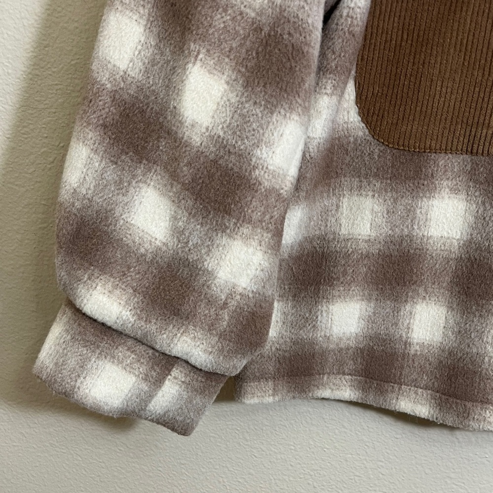 Vigoss Brown Cream Checkered Button Jacket - Picture 3 of 16
